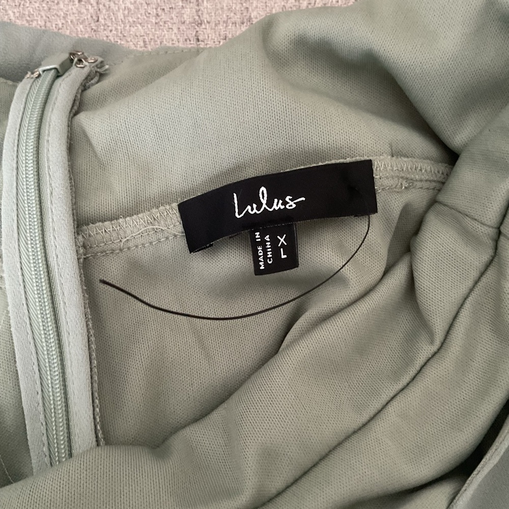 Lulus Promise of Love Sage Brush Green Line Skirt Chiffon Maxi Dress XL - Picture 13 of 16